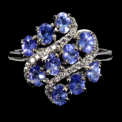 Anillo de plata esterlina Black Friday ovalado tanzanita 4x3 mm gema natural joyería talla 7 Foto 1 de 4