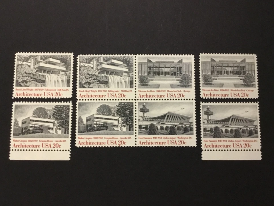 old stamps  USA  x  8  ARCHITECTURE  1982  MNH - Image 1 of 1