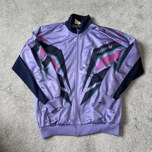 Adidas Jacket Men’s Lilac Zig Zag Design Vintage 90’s Retro Shell Size Large - Picture 1 of 16