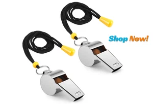 Coach Whistle Stainless Steel Sports Referee Loud with Lanyard - Picture 1 of 7