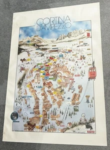 1986 Cortina d'Ampezzo Milano Italy RARE 25 x 34 POSTER ART vtg SKIING Donatello - Picture 1 of 11