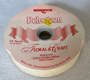 Cinta BLANCA impermeable de terciopelo Berwick vintage interior exterior 1,5” X 25 yardas - Imagen 1 de 5