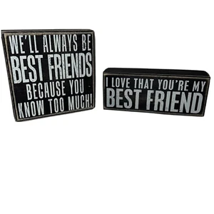 Lot Of Two Best Friend Signs Plaques Black And White Wall Decor - Picture 1 of 8