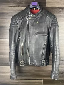 VINTAGE 90s MASCOT LEATHER BIKER JACKET MEN'S SIZE 40 Small - Picture 1 of 16