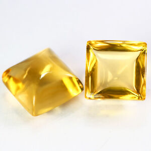 3.20Ct IF [2Pcs Pair] Tremendous Square Sugarloaf Cut 7mm Golden Yellow CITRINE