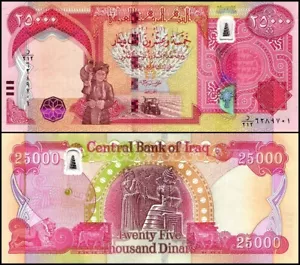 50 000 irackich dinarów 2023 NOWE NIEOBIEGOWE 50k IQD Autentyczne aktywne (2 x 25000) - Zdjęcie 1 z 1