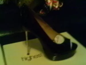 HIGHEST HEEL 5 3/4" HEELS 1 1/4" PLATFORM PEEP TOE SEXY SHOES DANCER BLACK 9 M - Picture 1 of 4
