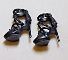 BARBIE DOLL SIZE & SAME BLACK ANKLE STRAP CLOSED TOE SPIKE HIGH HEELS / SHOES S8