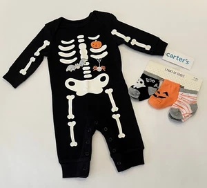 Carters Baby Halloween Clothes 3 Months Romper 0-6 Months Halloween Socks Cute - Picture 1 of 6