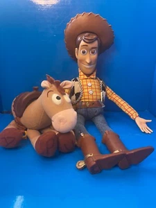 Vintage Disney Pixar Thinkway Toy Story Woody Pull String 15” Works & Bullseye - Picture 1 of 10