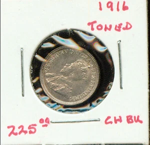 WORLD COINS CANADA 1916 SILVER 5 CENTS BU (2G749) - Picture 1 of 2