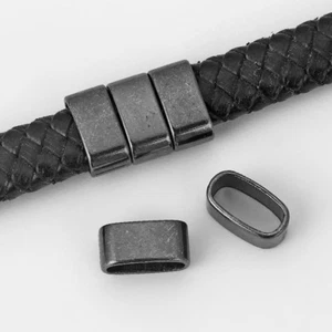 20x Gun Black Sliders Spacer Beads Fit 5mm 10mm Flat Leather Bracelet Findings - Picture 1 of 5