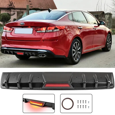 Carbon Fiber Rear Bumper Diffuser With LED Brake Light For Kia Optima Forte Rio5 Foto 1 de 4