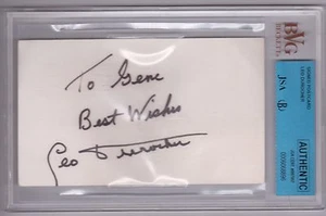 Leo Durocher Auto Autograph Signature Index Post Card JSA Encased James Spence - Picture 1 of 1