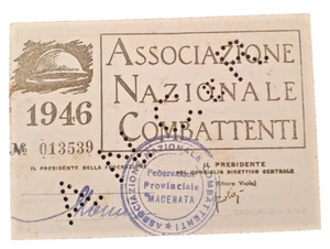 Tessera Associazione Nazionale Combattenti 1946 - Picture 1 of 2
