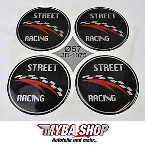 4x Silicona Pegatina Street Carreras ∅= 57mm Para Hub Cap Emblema "Nuevo" - Picture 1 of 1