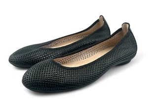 HISPANITAS Comfort Ballet FLAT Shoes 37 US 6.5 Black Perforated LEATHER Spain - Picture 1 of 5