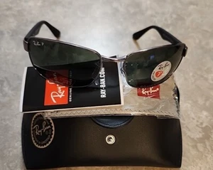 🔥 Ray Ban Gunmetal & Black w POLARIZED GREEN G15 Lens Sunglass RB 3478 004 - Picture 1 of 11