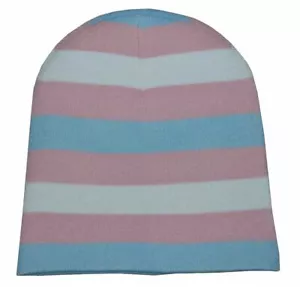 Cappello NAYT Beanie in maglia blu rosa bianco - Foto 1 di 1