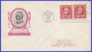 EE. UU. # 865 ADDR IOOR FDC STR2 John Greenleaf Whittier - Imagen 1 de 1