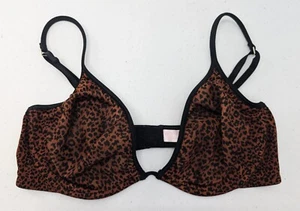 Vintage Victoria's Secret Bra Women's 36D Brown Animal Print Unlined - Picture 1 of 4