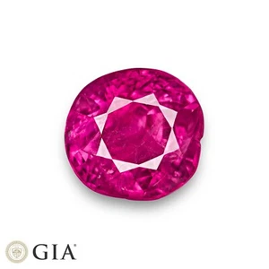 GIA & IGI Certified MOGOK BURMA Ruby 2.07 Ct. Natural Untreated VIVID PINK-RED - Picture 1 of 9