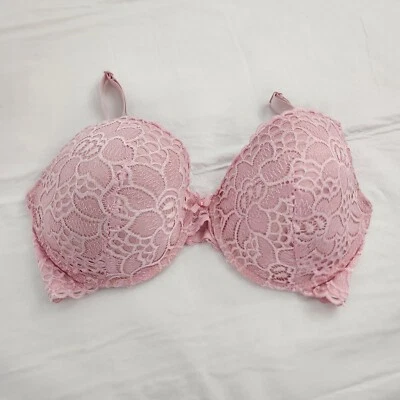 Sujetador rosa claro 40DD encaje superpuesto con aros para mujer Foto 1 de 4