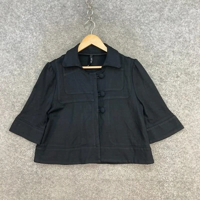 Jaqueta Stella Feminina 14 Preta Meia Manga Gola Botão Mistura de Poliéster 38625 - Imagem 1 de 4