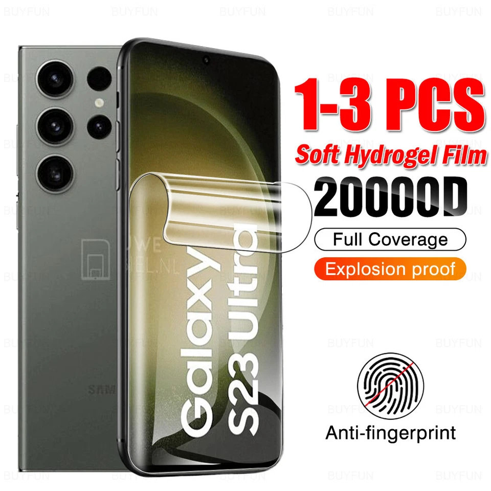 Hydrogel Screen Protector For Samsung S24 Ultra S23 S22 S21 FE A54 A34 Full Film - Image 1 of 4