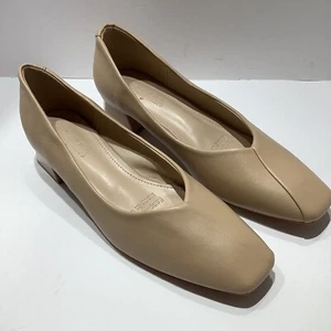 Liangli Qiluyuan Damen Beige Leder Slipper Pumps Blockabsatz Größe 6,5 M Neu - Bild 1 von 6