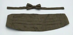 Gold & Black Cummerbund and Bow Tie Set - Adjustable - Picture 1 of 5