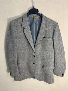 Vintage @hole arm HARRIS TWEED LIGHT WEIGHT SPORT COAT Check 44L Made in England - Picture 1 of 16