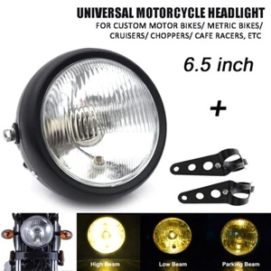 Universal 6.5" 12V  Motorcycle Motorbike Headlight Light Headlamp +Bracket Front - Picture 1 of 9