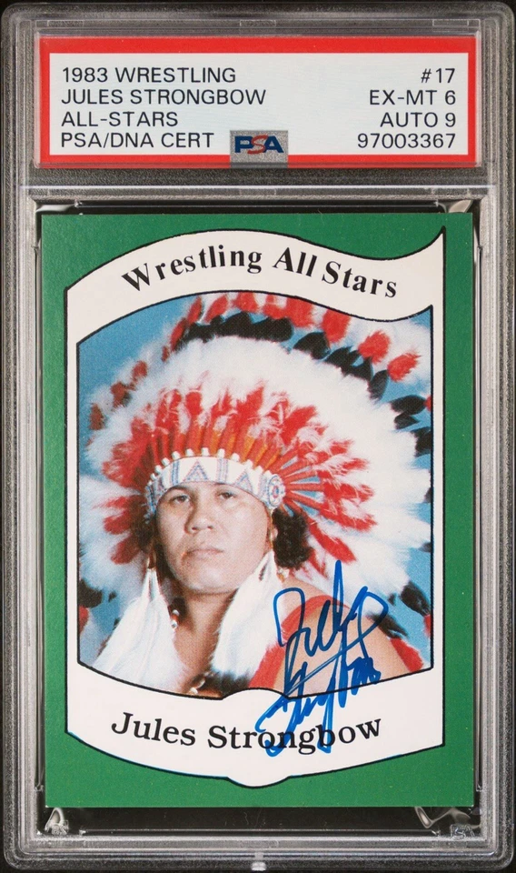 JULES STRONGBOW PSA 6 AUTO 9 1983 Wrestling All Stars POP 3 Rookie Signed 🔥🔥 - Image 1 of 2