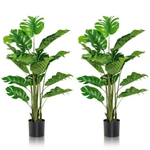 2 Pieces 5 Feet Artificial Monstera Tree Set - Color: Green - Picture 1 of 5