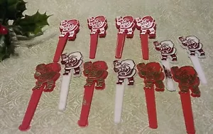 Vtg 1960's Santa Claus Christmas Cupcake Topper Party Picks Crafts Orniment 12pc - Picture 1 of 8