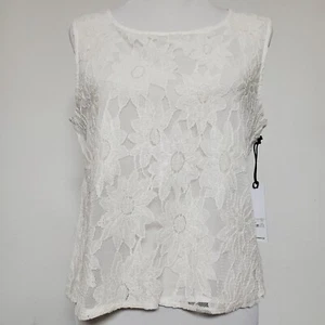 BB Dakota Top Womens Medium NEW Ivory Floral Lace Layered Sleeveless Holiday - Picture 1 of 13