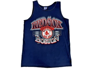 Vintage Single Stitch Boston Red-Sox MLB Tank-Top Large Navy Blue 1994 - Picture 1 of 10