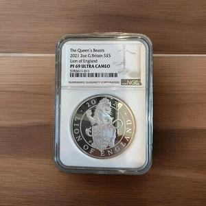 2021 Queen's Beasts 2oz Silver Proof Lion of England NGC PF69 Royal Mint - Picture 1 of 6