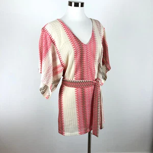 Karina Grimaldi Kimono Tunic Dress Aztec Zig Zags Tie Waist Lined Revolve XS - Picture 1 of 9