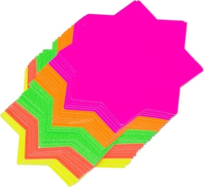 40 Pack Fluorescent Neon Retail Shop 4”/10cm Card Sale Price Sign Flash Stars
