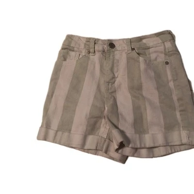 Habitual Girl 中腰牛仔短裤 10 码条纹袖口 75% 棉口袋 — 第 1/4 张图片