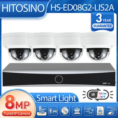 4ch NVR Smart Home 8MP 4K Fixed Dome IP Camera System AI Hybrid Light Dual MIC - Image 1 of 4