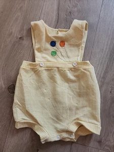 Completo vintage bambino Bliss giallo maglione palloncini a quadri taglia media 3-6 mesi - Foto 1 di 5