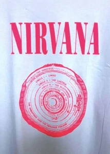 T-shirt NIRVANA SUBPOP rosa fluo scatola logo taglia L bianca nuova mai usata 100% cotone HN6613 - Foto 1 di 4