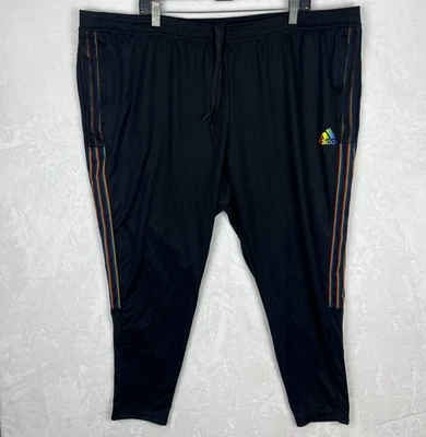 Adidas Joggers Sweatpants Mens 4XL Big Aeroready Black Ankle Zip Rainbow - Image 1 of 4