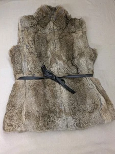 Vintage Women's Authentic Rabbit Fur Full Zip Vest Size L Express - Picture 1 of 10
