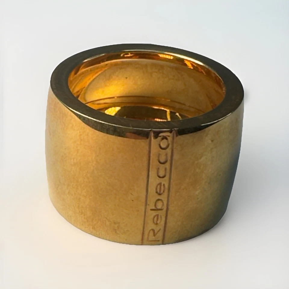 Difícil de Encontrar Anillo Icónico Firmado por Rebecca Tono Dorado 1" Grueso Hecho en Italia Talla 5 1/2 Foto 1 de 4