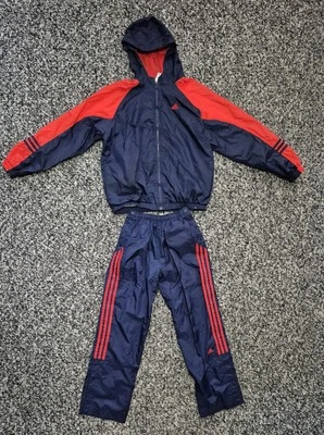 Adidas 2-piece sweat/jogging oufit. Blue and Red. Boys size large. - Image 1 of 4