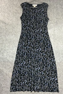 Vintage Dress Womens Medium Black Floral Sleeveless Maxi Capsule Cottage Retro - Picture 1 of 11